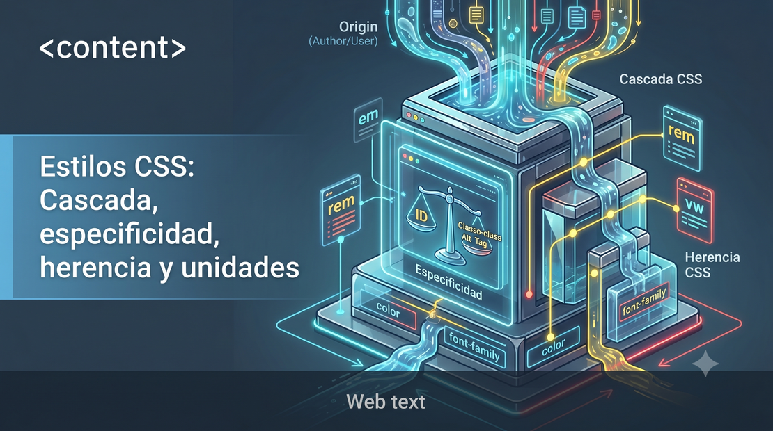 Estilos CSS: Cascada, especificidad, herencia y unidades