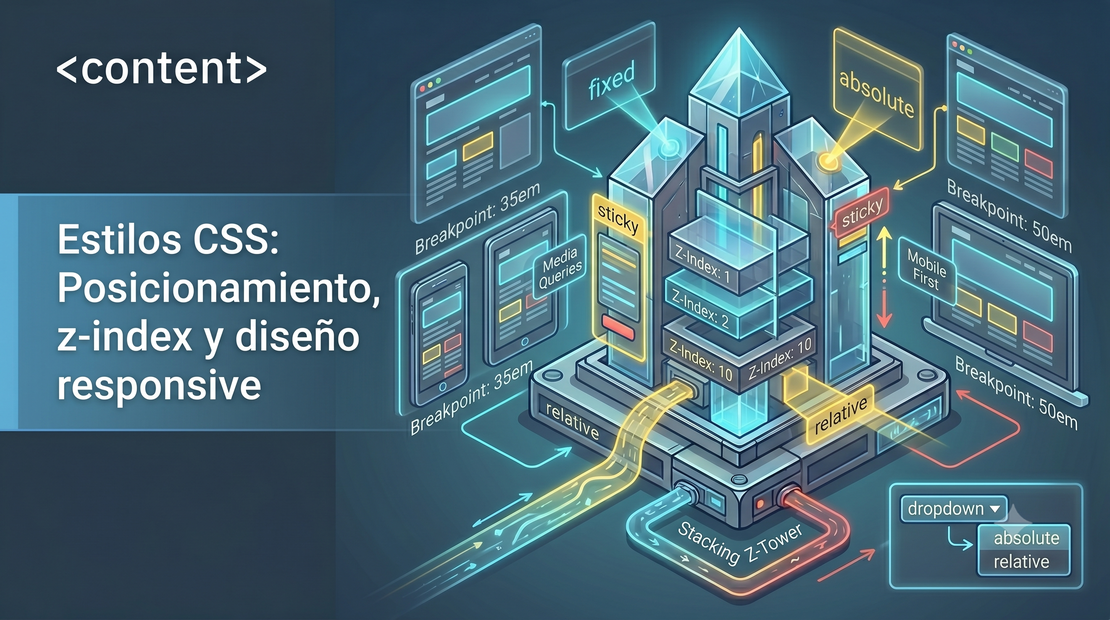 Estilos CSS: Posicionamiento, z-index y diseño responsive