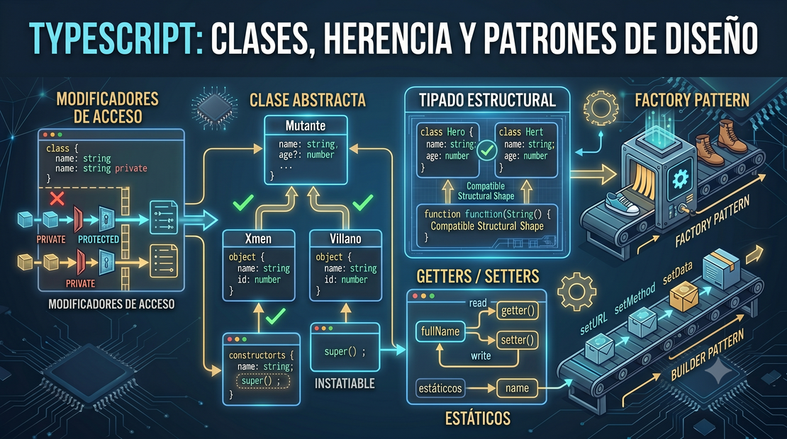 TypeScript: Clases, herencia y patrones de diseño