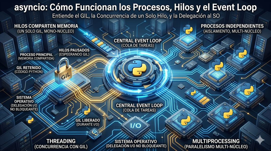 asyncio: Cómo Funcionan los Procesos, Hilos y el Event Loop